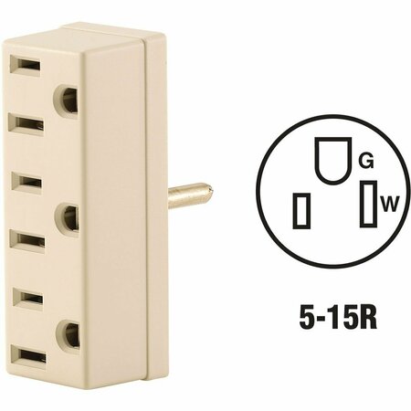 LEVITON Ivory 15A 3-Outlet Tap 009-00697-00I